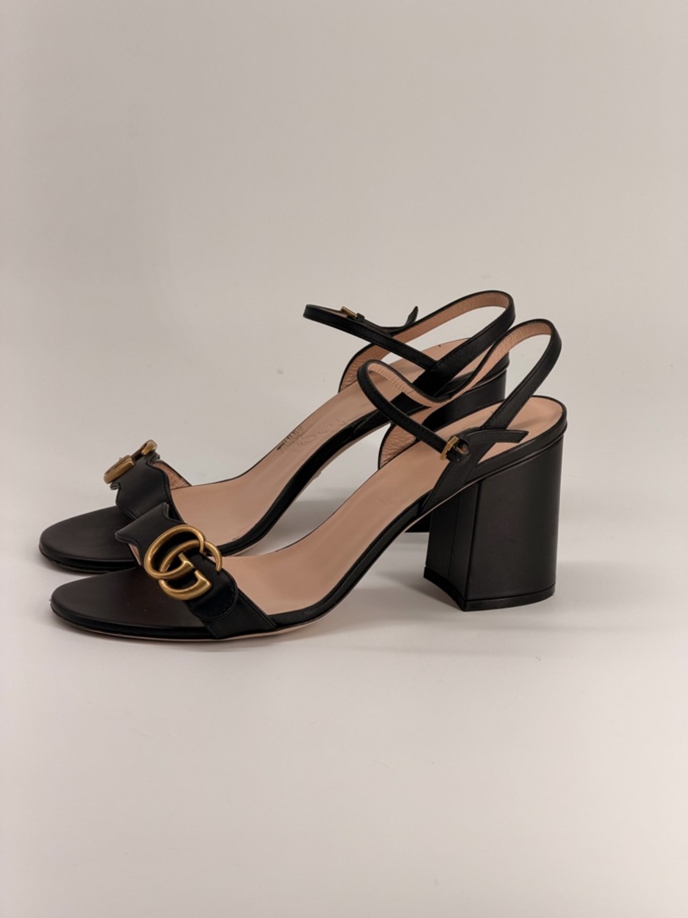 Gucci GG Marmont Leather Sandals Heels | Black in 40 - Picture 3 of 7